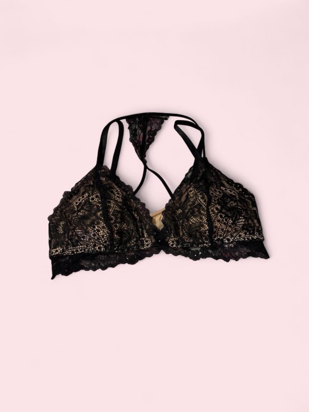 Soma Black Lace Bralette with Strappy Back Detail